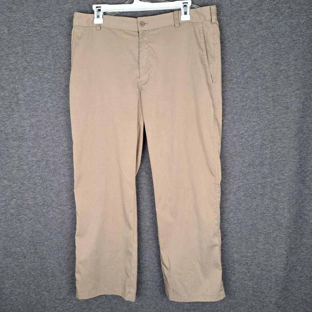 Nike‎ Golf Khaki Beige Dri Fit Flat Front Golf Pants Sz 34